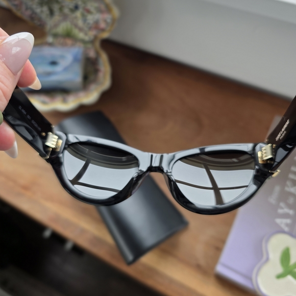 YSL Saint Laurent SL M94 Cat Eye Black & Gold Sunglasses - Picture 6 of 8